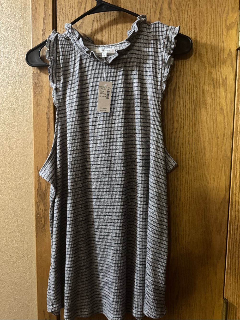 Maurices Gray & Black Striped Ruffle Sleeve Tunic